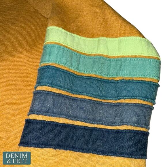 Aviator Nation Aspen Zip Hoodie Mustard Yellow Striped Sleeves Size Large RARE!! - Picture 11 of 15